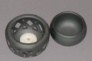 Woven Grey Ceramic Aroma Oil Burner-open