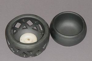 Woven Grey Ceramic Aroma Oil Burner-open