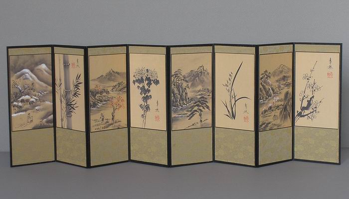 Four Gracious Plants Folding Screen