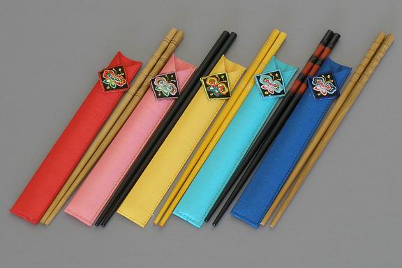 Covered Wood Chopstick set 6