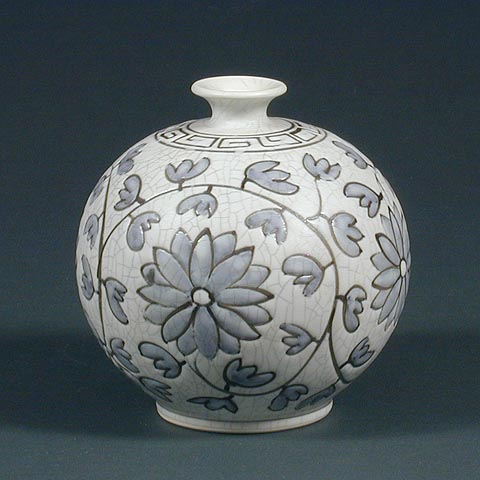 Blue Floral Baek-ja Jar